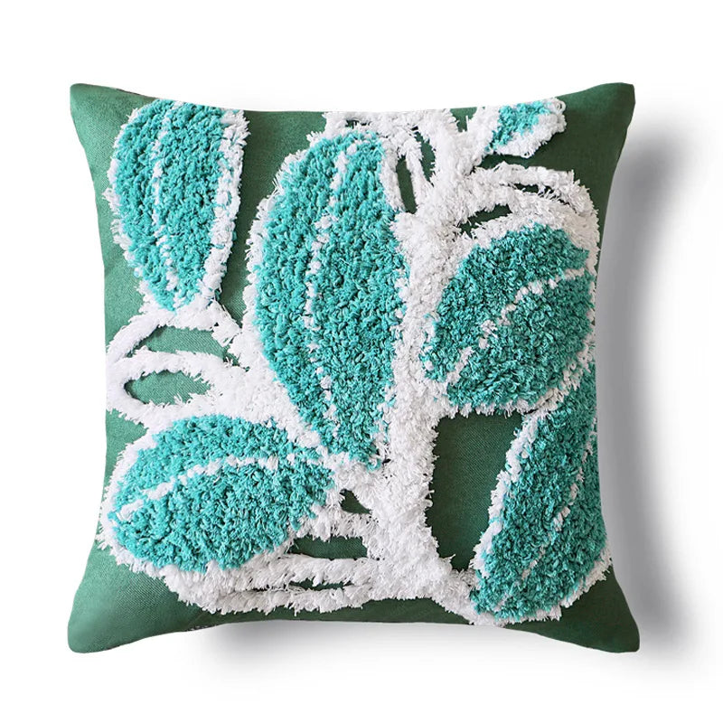 Axyaa Soft Tufted Pompom Leaves Cushion Cover for Sofa Bed, 45x45cm