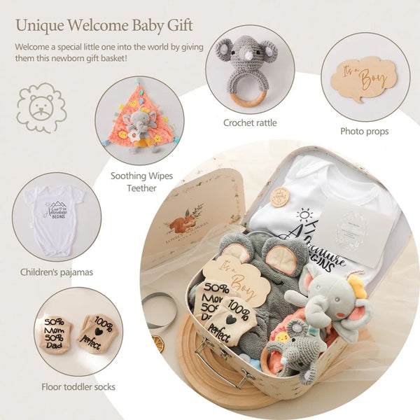 Axya Newborn Milestone Set: Towel, Rattle, Props, Gift