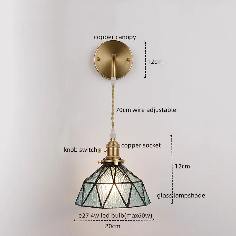 Axyaa Nordic Copper Glass LED Wall Light for Living Room, Bedroom, Bar - Modern Design