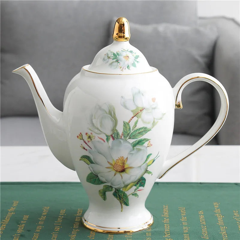 Axya Deluxe Bone Coffee Set: Pot, Teapot, Cup, Saucer, Milk Pot, Sugar Bowl