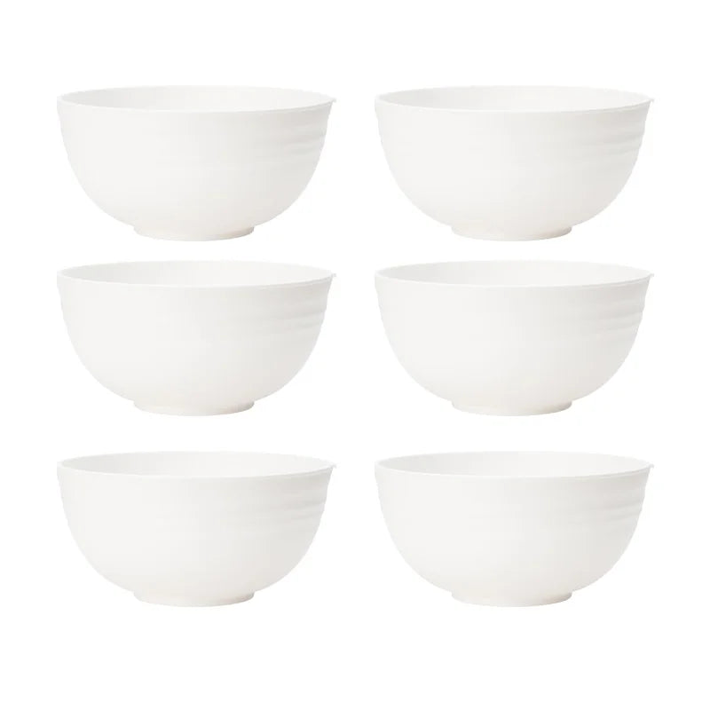 Axyaa White Grain Bowl Set - Reusable Plastic Dinner Bowls for Food, Dessert, Camping