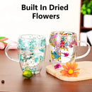 Axyaa Double Wall Glass Cup with Dried Flower Handle