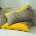 Axyaa Soft Cotton Pillowcase Chequer Grid Pattern 48x74cm Bedding Pillow Cover Set