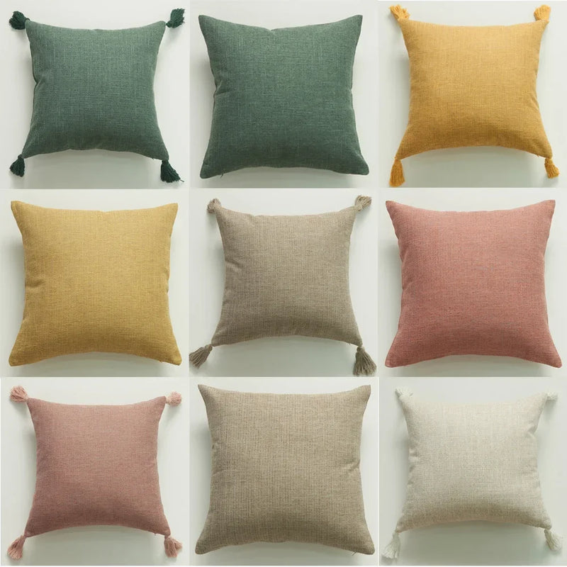 Yellow Linen Sofa Pillow Cover by Axyaa - Super Soft Decorative Throw Pillow Home Decor