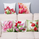 Axyaa Bedroom Tulip Flower Floral Cushion Cover Pillowcase for Sofa