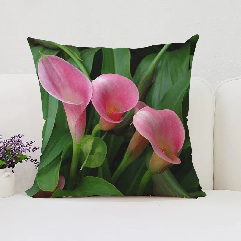 Axyaa Velvet Floral Pillow Covers for Home Decor and Sofa, 50x50 Throw Pillowcases