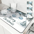 Axyaa Christmas Fir Kitchen Drying Mat - Absorbent Table Cup Placemat