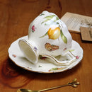 Axyaa Lemon Pattern Tea Set: Cup, Saucer, Teapot, Plate, Kettle - European Ceramic Offering