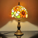 Axyaa Sunflower Stained Glass Tiffany Lamp with Brass Finish Metal Base
