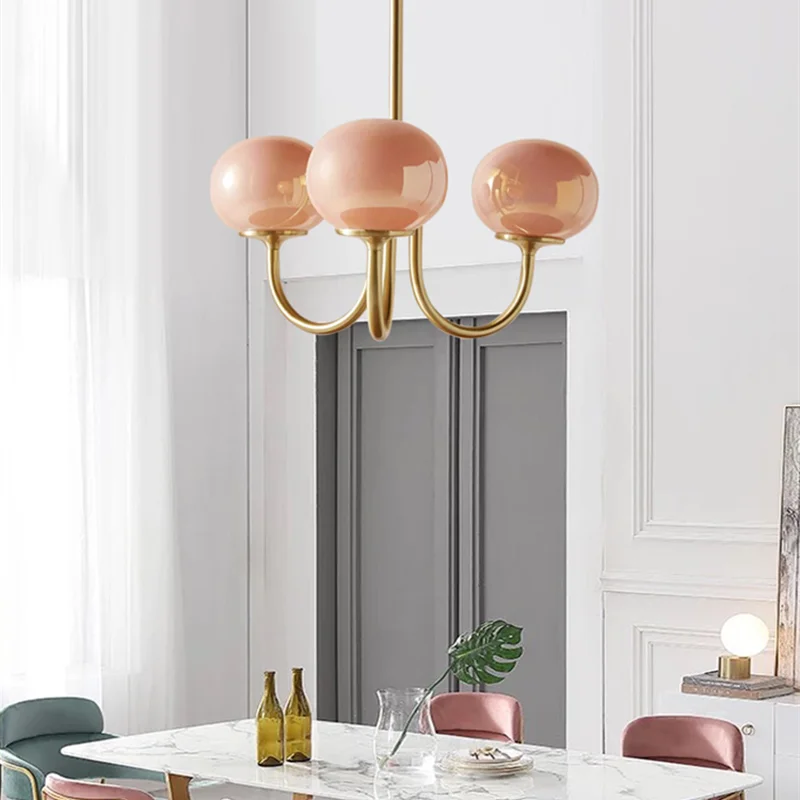 Nordic Pink Chandelier by Axyaa: Art Glass Lights for Warm, Romantic Spaces