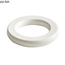 Axyaa Round Donut Ceramic Plate Dessert Snack Sushi Dim Sum Serving White Tableware