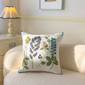 Axyaa Pastoral Flower Embroidery Throw Pillowcase - Canvas Towel Sofa Cushion Cover
