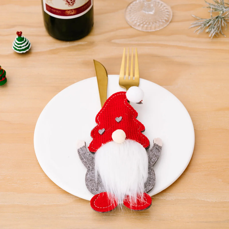Axyaa Rudolph Christmas Cutlery Holder Set - Festive Tableware Decor