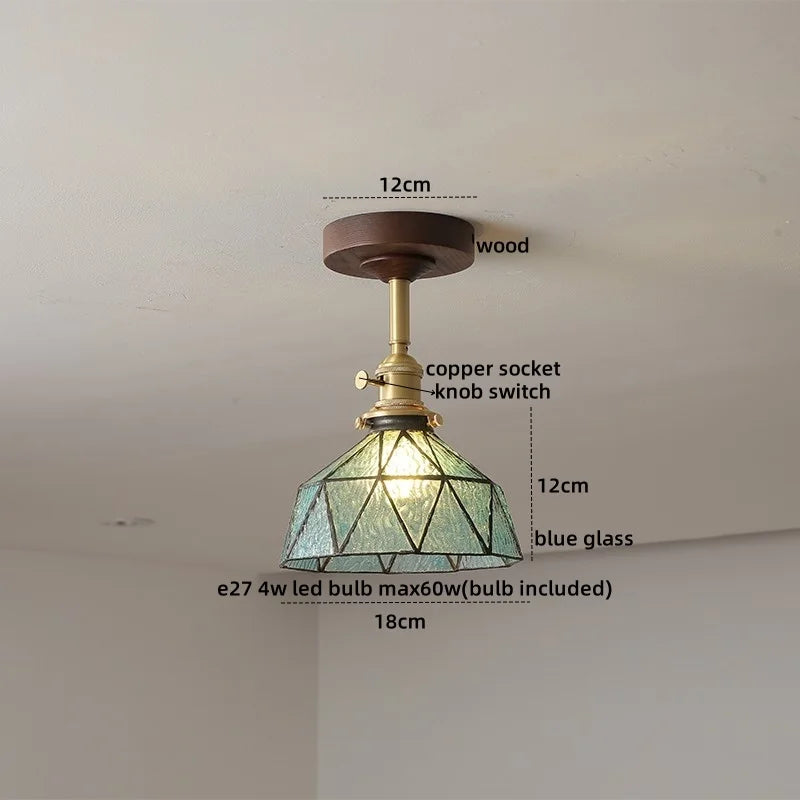 Axyaa Green Glass LED Ceiling Lights for Modern Indoor Lighting