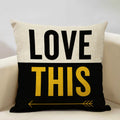 Axyaa Mustard Yellow Letter Style Cushion Cover 45x45cm Home Cafe Decor
