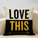Axyaa Mustard Yellow Letter Style Cushion Cover 45x45cm Home Cafe Decor