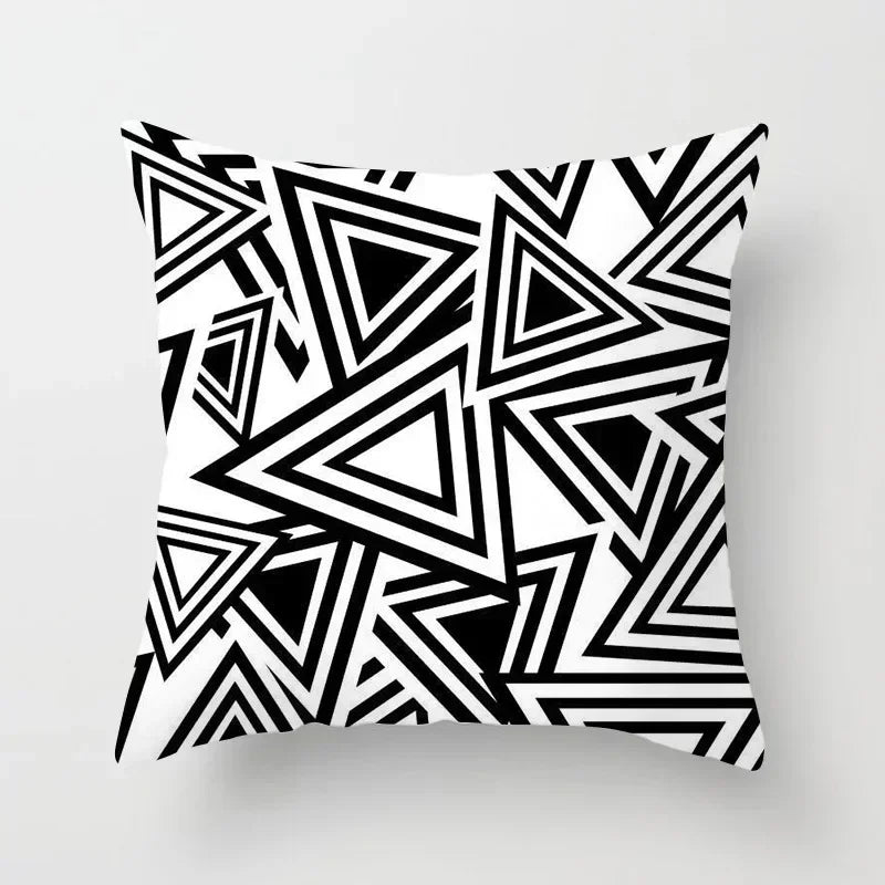 Geometric Black Yellow Cushion Covers - Axyaa Modern 18" Throw Pillow Case