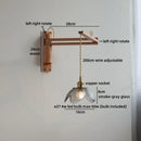 Axyaa Glass Flower LED Wall Lamp with Flexible Arm, Wood Modern Nordic Design