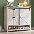 Axyaa Farmhouse Shoe Storage: 2 Flip Drawers, Sliding Door, 4-Tier Shelves