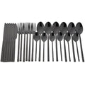 Axyaa 24-Piece Stainless Steel Black Cutlery Set Dinnerware Flatware Tableware