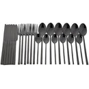 Axyaa 24-Piece Stainless Steel Black Cutlery Set Dinnerware Flatware Tableware