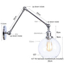 Axyaa Chrome Industrial Swing Arm Wall Sconce Clear Glass Lamparas De Pared