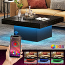 Axyaa LED Square Coffee Table Grey/White Engineered Wood Low Coffee Table Lving Room