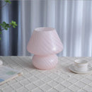 Large Glass Mushroom Lamp with Tricolored LED Bulb - Axyaa Nightstand Light