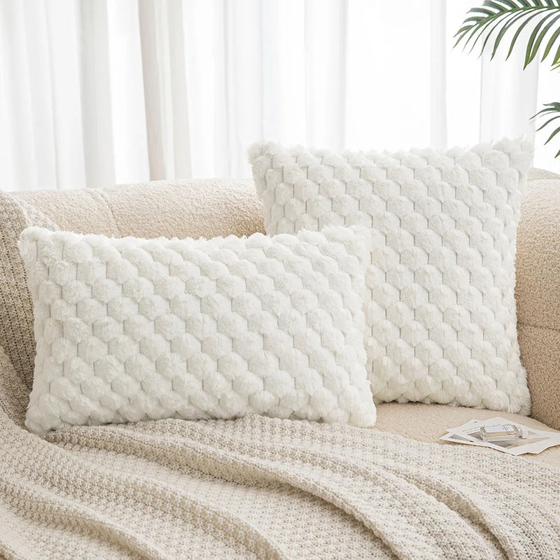 Axyaa Winter Cozy Cushion Cover - Soft Fluffy Square Pillow Cover for Home Sofa