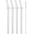 Axyaa Glass Straw Set - Summer Vacation Cocktail Kit with Cleaning Brush