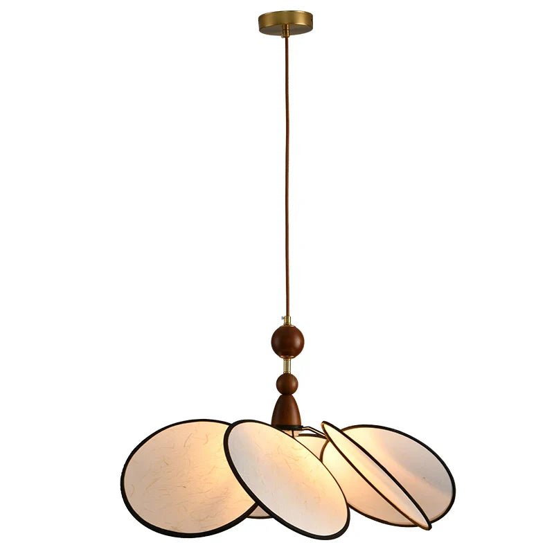 Axyaa Retro Petal Fabric Chandeliers - Elegant Wood Pendant Lights for Home Decor