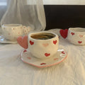 Axyaa 10oz Hand Painted Ceramic Coffee Mug Set with Heart Shape Handle