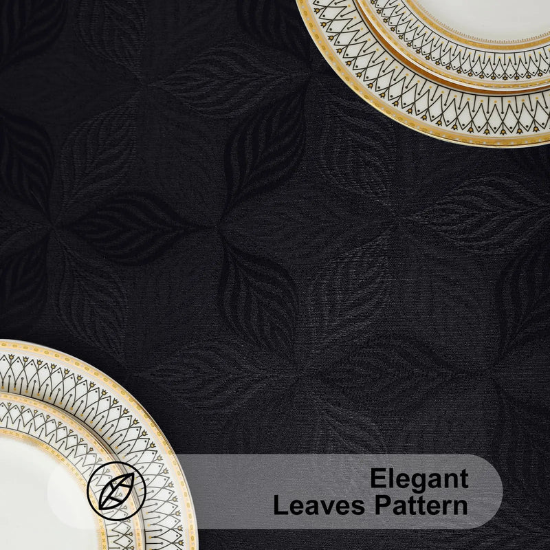 Axyaa Leaf Flower Print Polyester Jacquard Tablecloth for Home, Party, Banquet