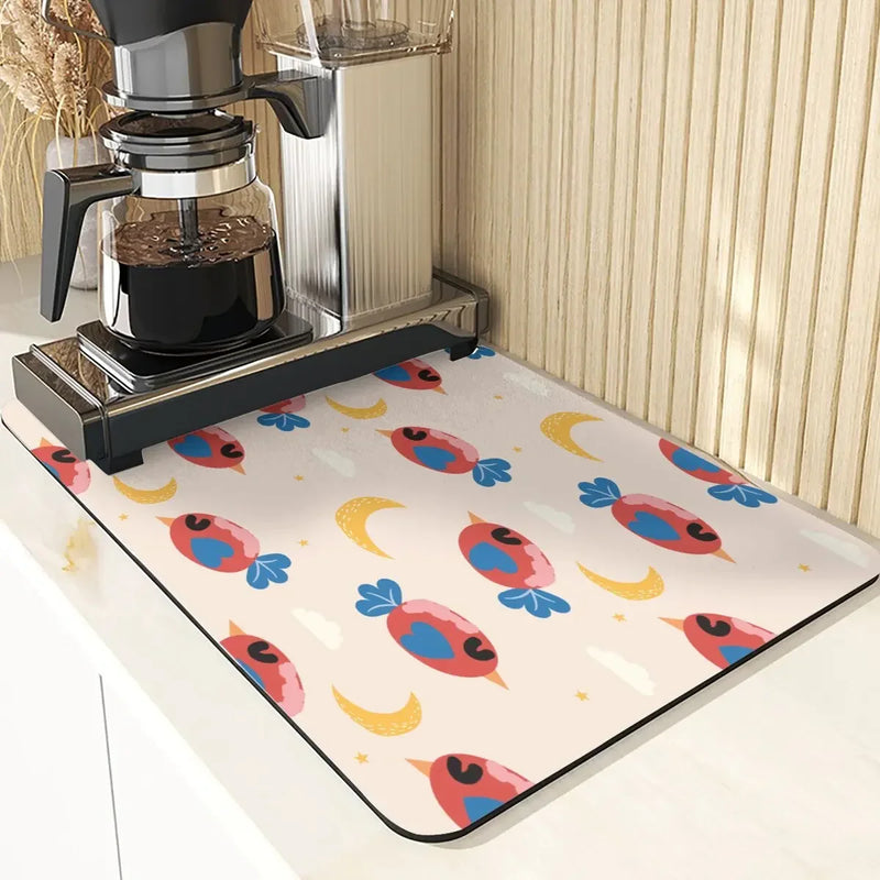 Axyaa Non-Slip Absorbent Kitchen Counter Mat - Cute Animal Design Mats