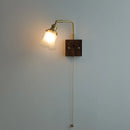 Axyaa Brass Walnut Wood Glass Wall Sconce LED Lamp Rotation Stair Light