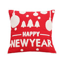 Axyaa Red Canvas Christmas Pillow Cover with Elk & Snowflake Embroidery