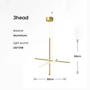 Axyaa Gold Black Linear LED Chandelier for Hotel Dinning Room
