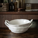 Axyaa Matte Ceramic Two Ear Bowl for Soup, Noodles, Salad - Light Food Bowl