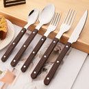 Axyaa Wooden Handle Stainless Steel Cutlery Set - 30pcs Flatware Tableware