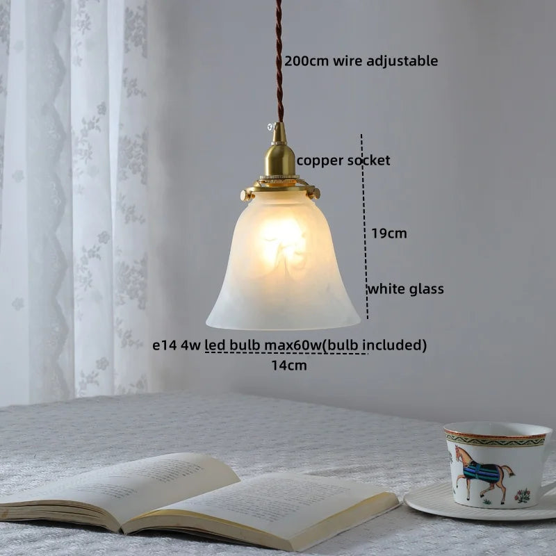 Axyaa Clear Glass LED Pendant Chandelier - Modern Copper Hanging Lamp for Home Decor