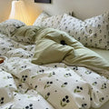 Axyaa Fresh Blue Floral Duvet Cover Set - Wrinkled Yann Bedding in Washing Cotton