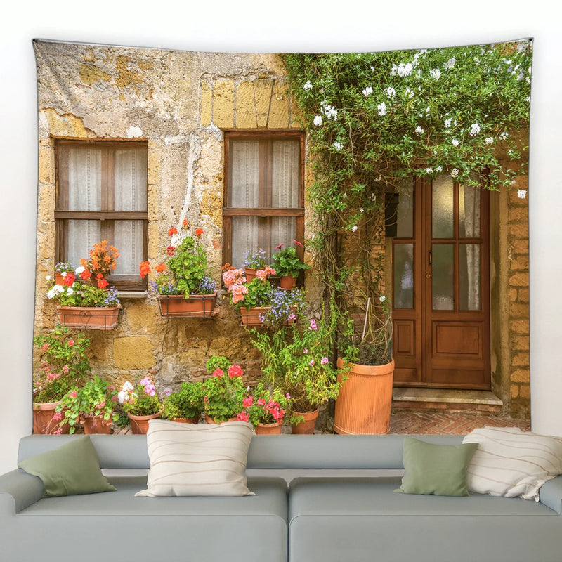 Axyaa Flower Tapestry: Garden Wall Hanging and Outdoor Home Decor