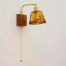 Axyaa Wooden Wall Sconce LED Bedside Lamp Glass Wall Lights Switch