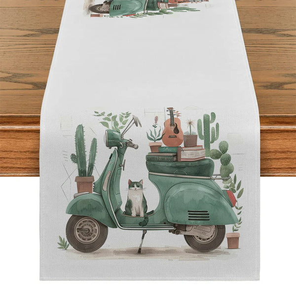 Potted Table Runner by Axyaa: Watercolor Lines Farmhouse Dining Decor