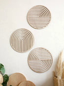 Axyaa Natural Wood Water Ripples Wall Art - Boho Living Room Accent