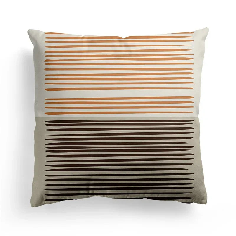 Axyaa Nordic Orange Geometric Flower Print Throw Pillow Cover for Home and Office