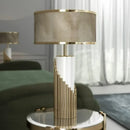 Axyaa Luxury Marble LED Desk Lamp: Nordic Design, Fabric Lampshade, Art Atmosphere