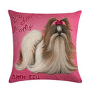 Axyaa Cartoon Dog Linen Cushion Cover for Office Furniture and Sofa Decor