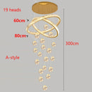 Axyaa Crystal Chandelier for Modern Home Stair Living Dining Room Lighting