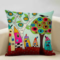 Hand-Painted Retro Country Linen Cushion Cover by Axyaa